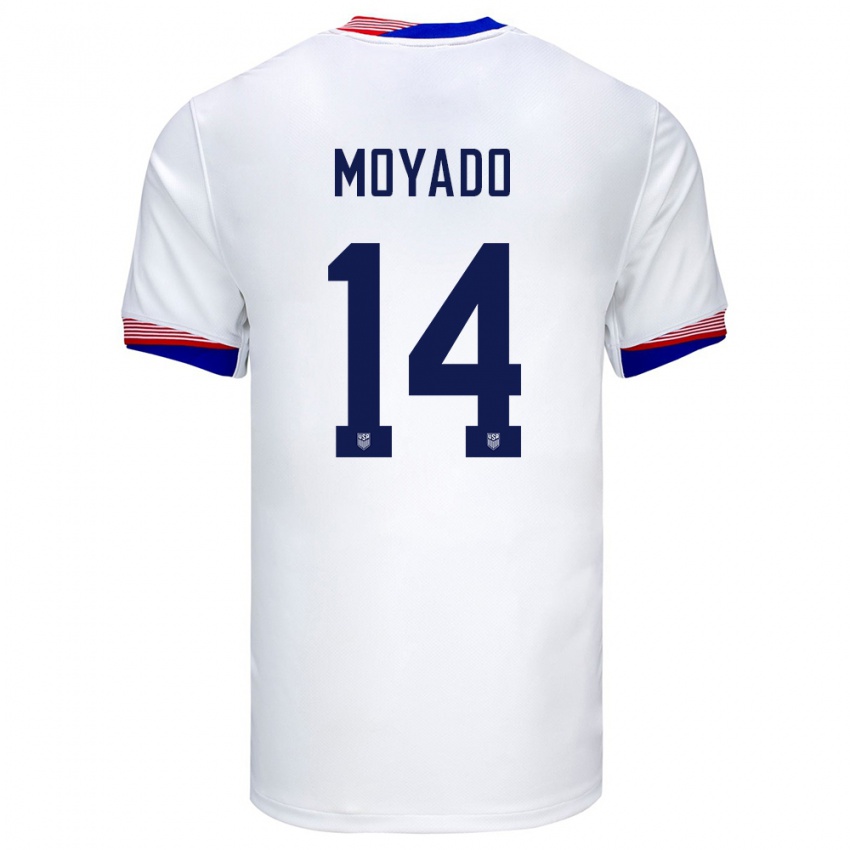 Homem Camisola Estados Unidos Bryan Moyado #14 Branco Principal 24-26 Camisa Brasil