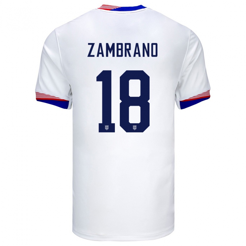 Homem Camisola Estados Unidos Marcos Zambrano #18 Branco Principal 24-26 Camisa Brasil