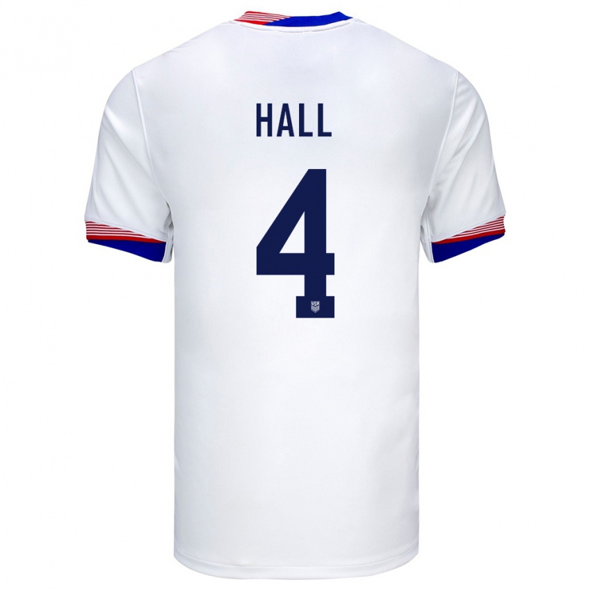 Homem Camisola Estados Unidos Tyler Hall #4 Branco Principal 24-26 Camisa Brasil