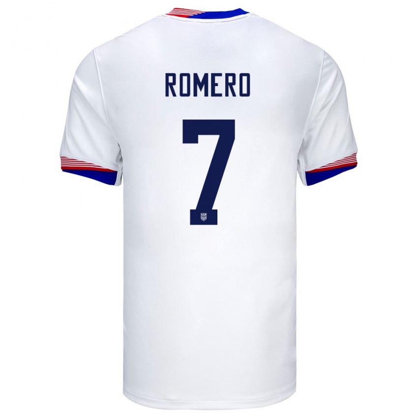 Homem Camisola Estados Unidos Brian Romero #7 Branco Principal 24-26 Camisa Brasil