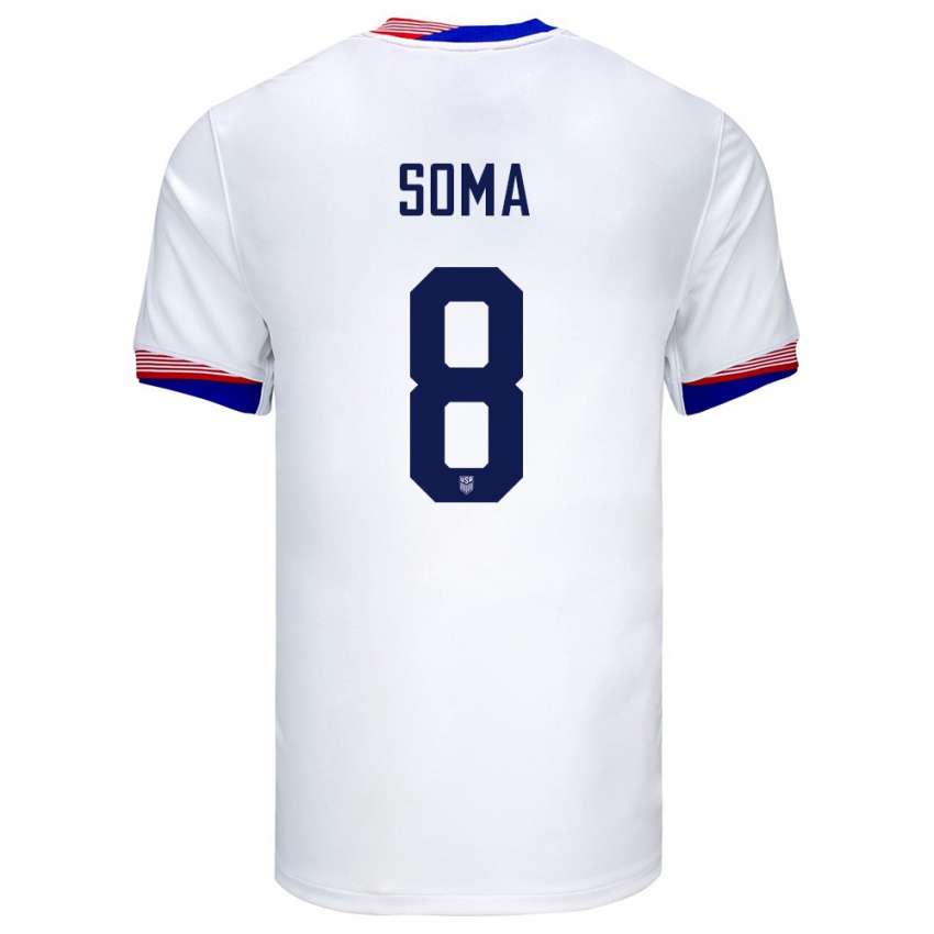 Homem Camisola Estados Unidos Pedro Soma #8 Branco Principal 24-26 Camisa Brasil