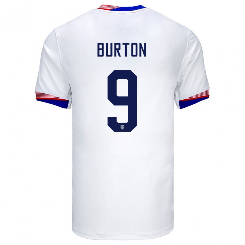 Homem Camisola Estados Unidos Micah Burton #9 Branco Principal 24-26 Camisa Brasil