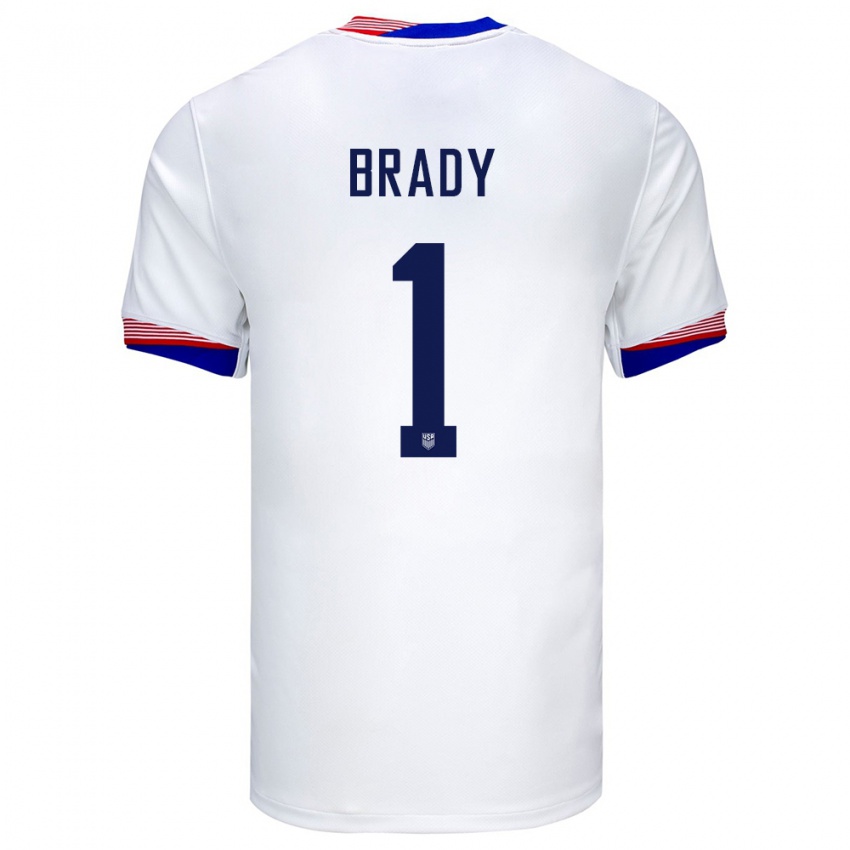 Homem Camisola Estados Unidos Chris Brady #1 Branco Principal 24-26 Camisa Brasil