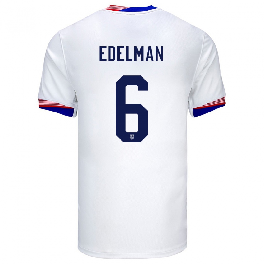 Homem Camisola Estados Unidos Daniel Edelman #6 Branco Principal 24-26 Camisa Brasil