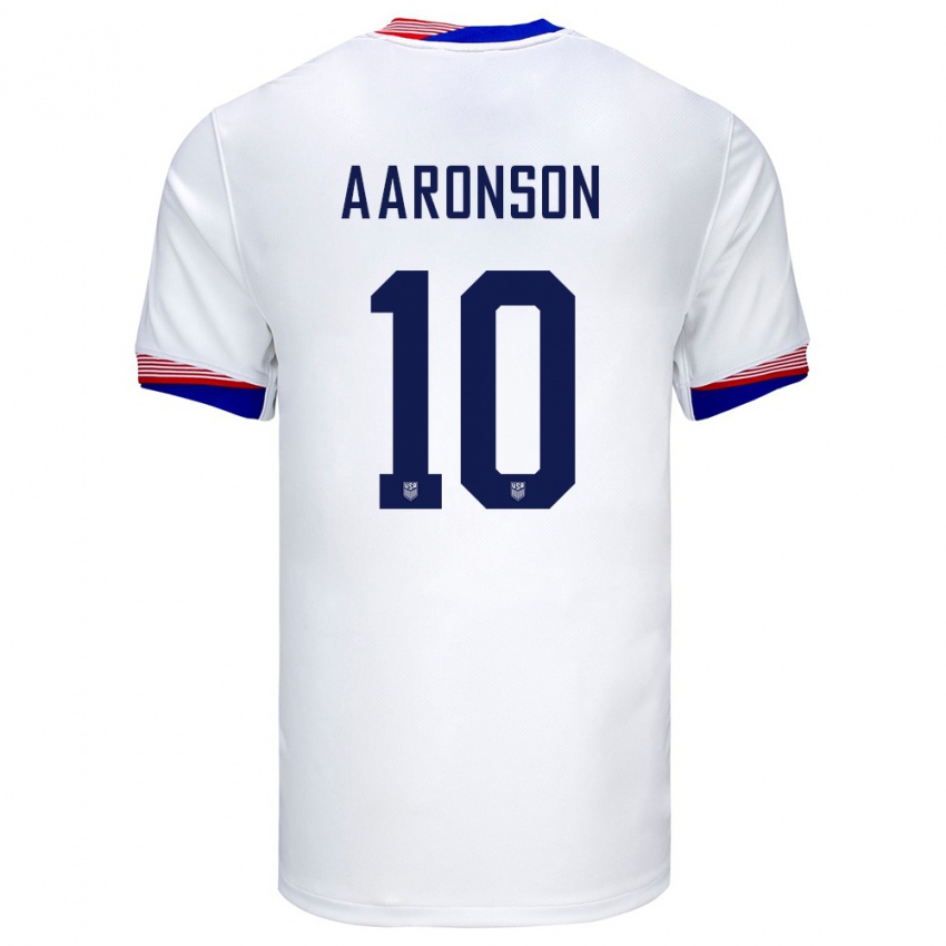 Homem Camisola Estados Unidos Paxten Aaronson #10 Branco Principal 24-26 Camisa Brasil
