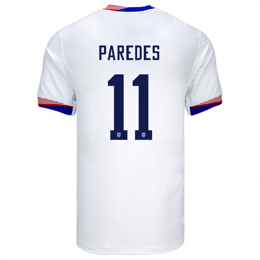 Homem Camisola Estados Unidos Kevin Paredes #11 Branco Principal 24-26 Camisa Brasil