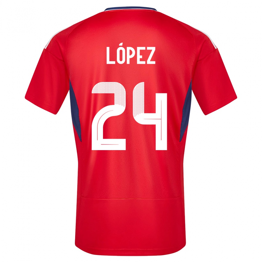 Homem Camisola Costa Rica Douglas Lopez #24 Vermelho Principal 24-26 Camisa Brasil