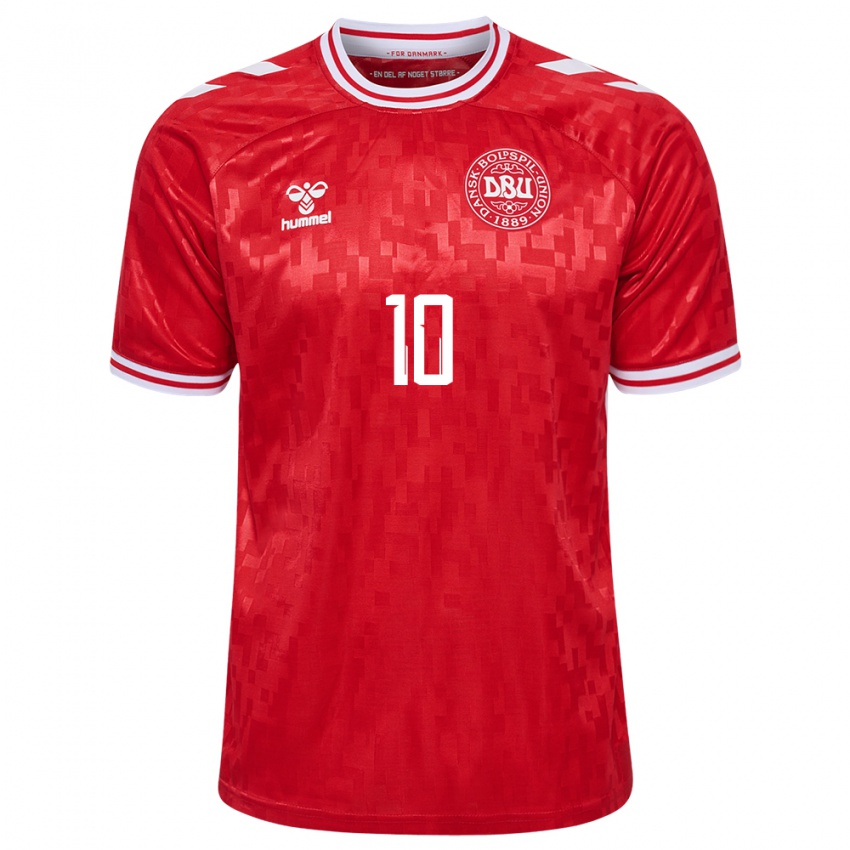 Homem Camisola Dinamarca Christian Eriksen #10 Vermelho Principal 24-26 Camisa Brasil