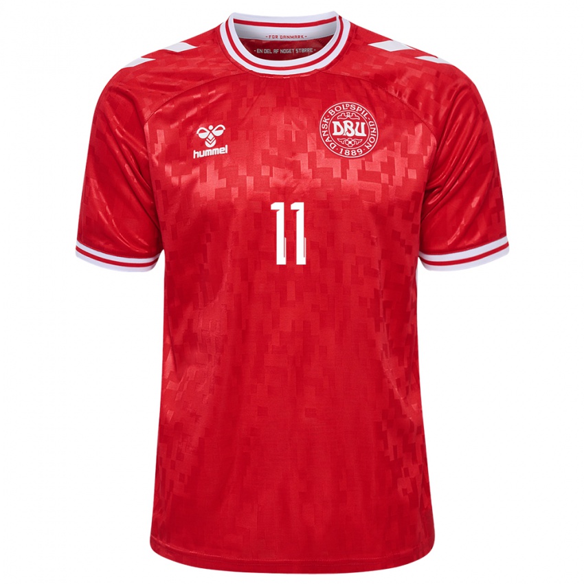 Homem Camisola Dinamarca Andreas Skov Olsen #11 Vermelho Principal 24-26 Camisa Brasil