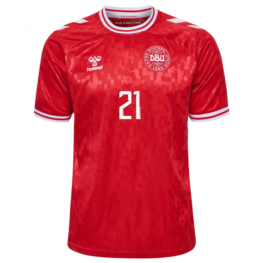 Homem Camisola Dinamarca Andreas Cornelius #21 Vermelho Principal 24-26 Camisa Brasil