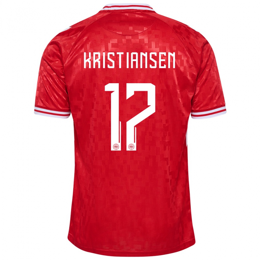 Homem Camisola Dinamarca Victor Kristiansen #17 Vermelho Principal 24-26 Camisa Brasil