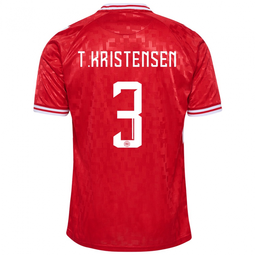 Homem Camisola Dinamarca Thomas Kristensen #3 Vermelho Principal 24-26 Camisa Brasil