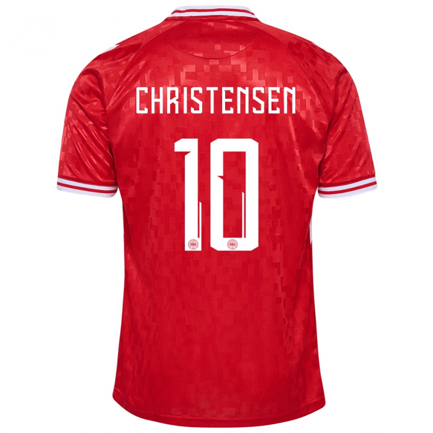 Homem Camisola Dinamarca Gustav Christensen #10 Vermelho Principal 24-26 Camisa Brasil