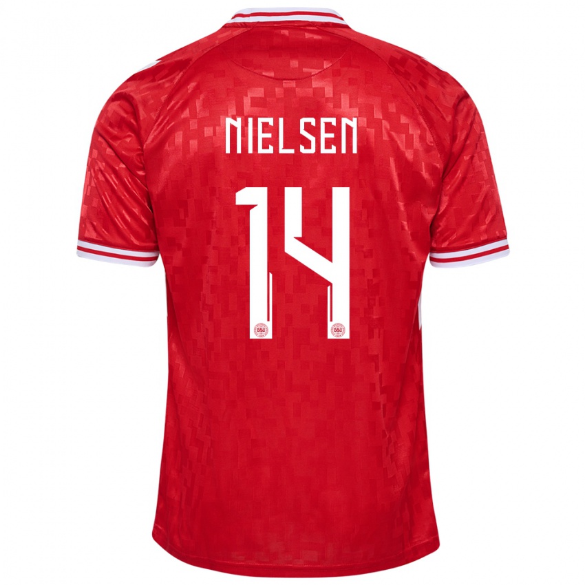 Homem Camisola Dinamarca Julius Nielsen #14 Vermelho Principal 24-26 Camisa Brasil