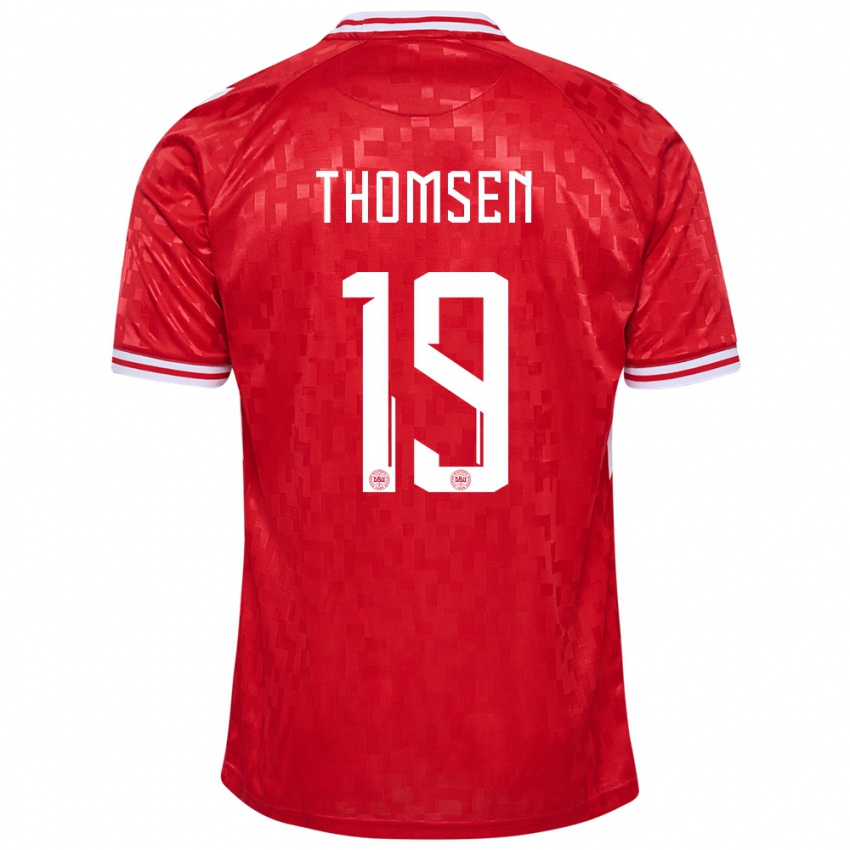 Homem Camisola Dinamarca Janni Thomsen #19 Vermelho Principal 24-26 Camisa Brasil