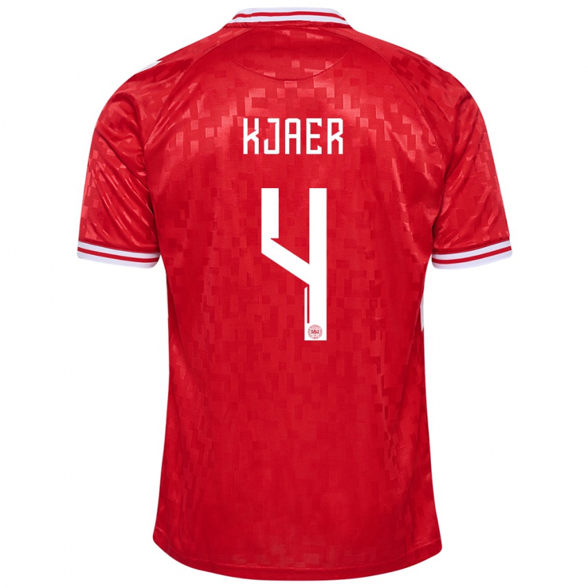 Homem Camisola Dinamarca Simon Kjaer #4 Vermelho Principal 24-26 Camisa Brasil