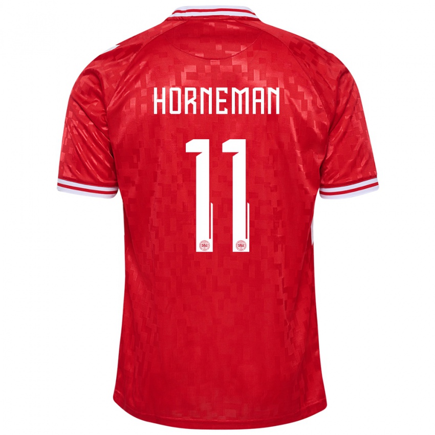 Homem Camisola Dinamarca Charly Horneman #11 Vermelho Principal 24-26 Camisa Brasil