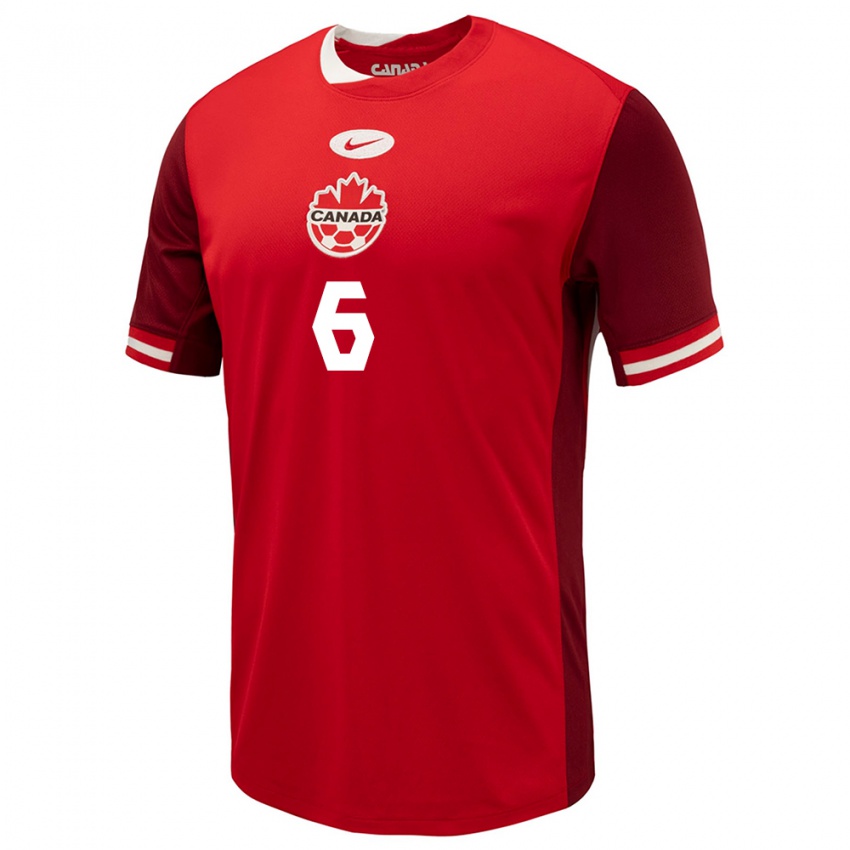 Homem Camisola Canadá Samuel Piette #6 Vermelho Principal 24-26 Camisa Brasil