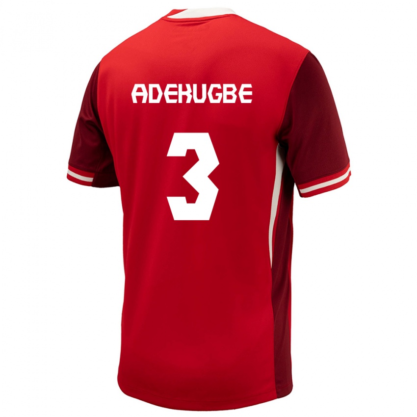 Homem Camisola Canadá Samuel Adekugbe #3 Vermelho Principal 24-26 Camisa Brasil