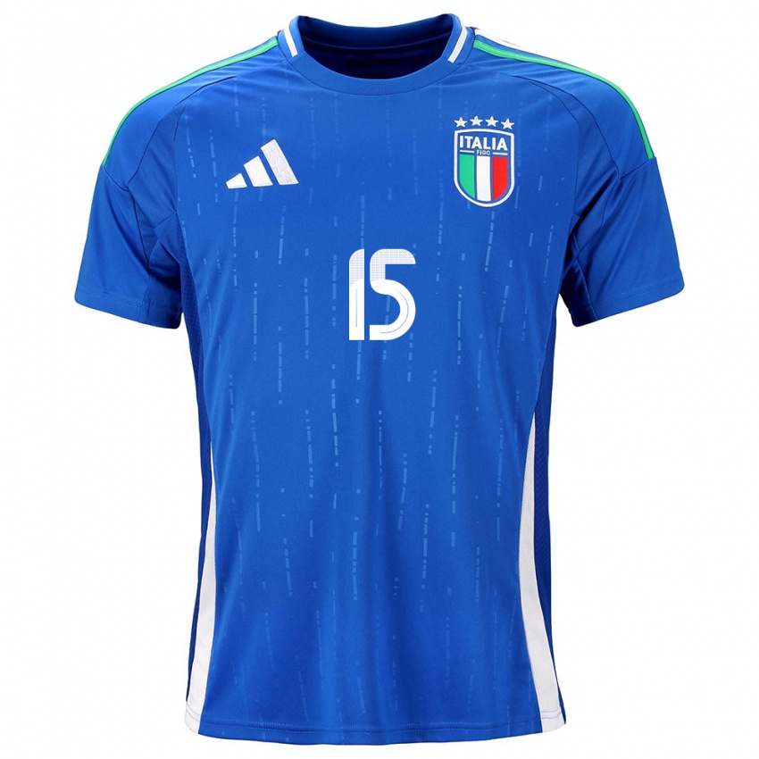 Homem Camisola Itália Francesco Acerbi #15 Azul Principal 24-26 Camisa Brasil