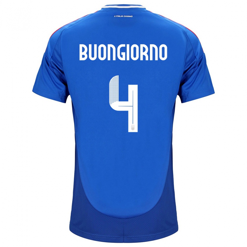 Homem Camisola Itália Alessandro Buongiorno #4 Azul Principal 24-26 Camisa Brasil