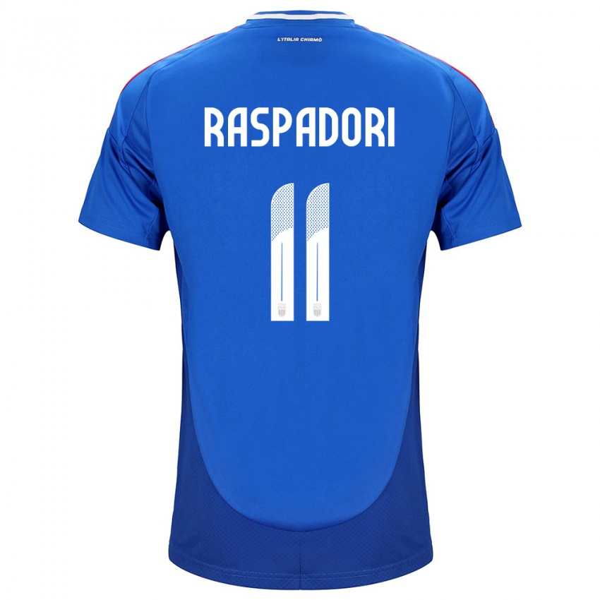 Homem Camisola Itália Giacomo Raspadori #11 Azul Principal 24-26 Camisa Brasil