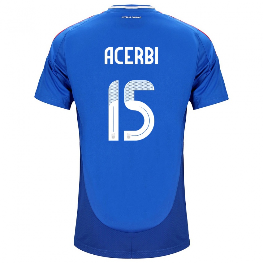 Homem Camisola Itália Francesco Acerbi #15 Azul Principal 24-26 Camisa Brasil