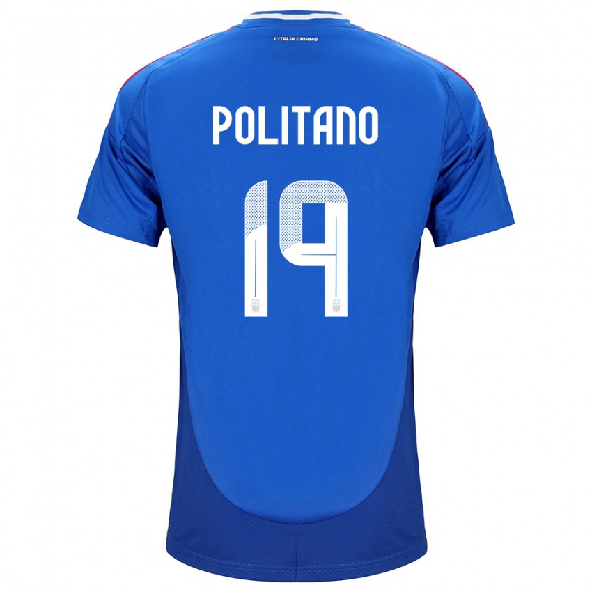 Homem Camisola Itália Matteo Politano #19 Azul Principal 24-26 Camisa Brasil