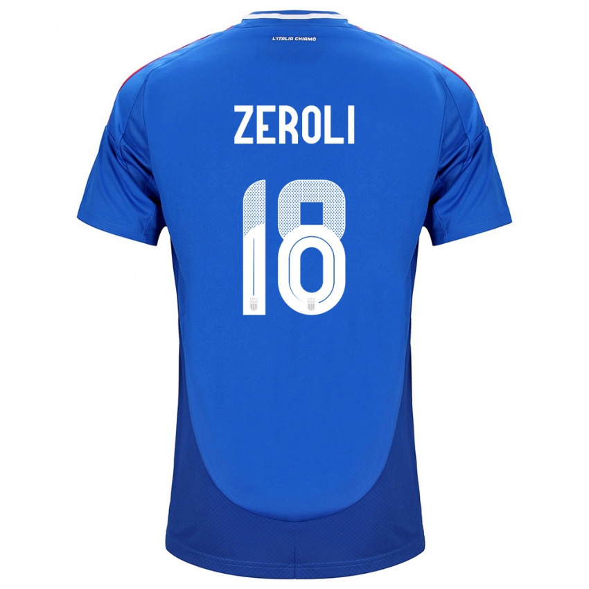 Homem Camisola Itália Kevin Zeroli #18 Azul Principal 24-26 Camisa Brasil