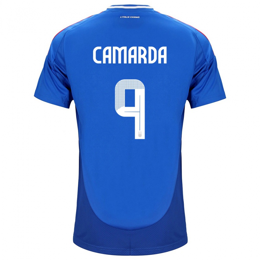 Homem Camisola Itália Francesco Camarda #9 Azul Principal 24-26 Camisa Brasil