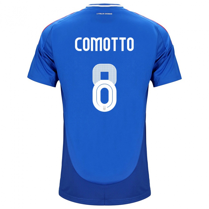 Homem Camisola Itália Christian Comotto #8 Azul Principal 24-26 Camisa Brasil