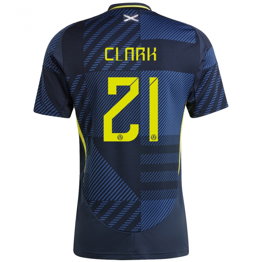 Homem Camisola Escócia Zander Clark #21 Azul Escuro Principal 24-26 Camisa Brasil