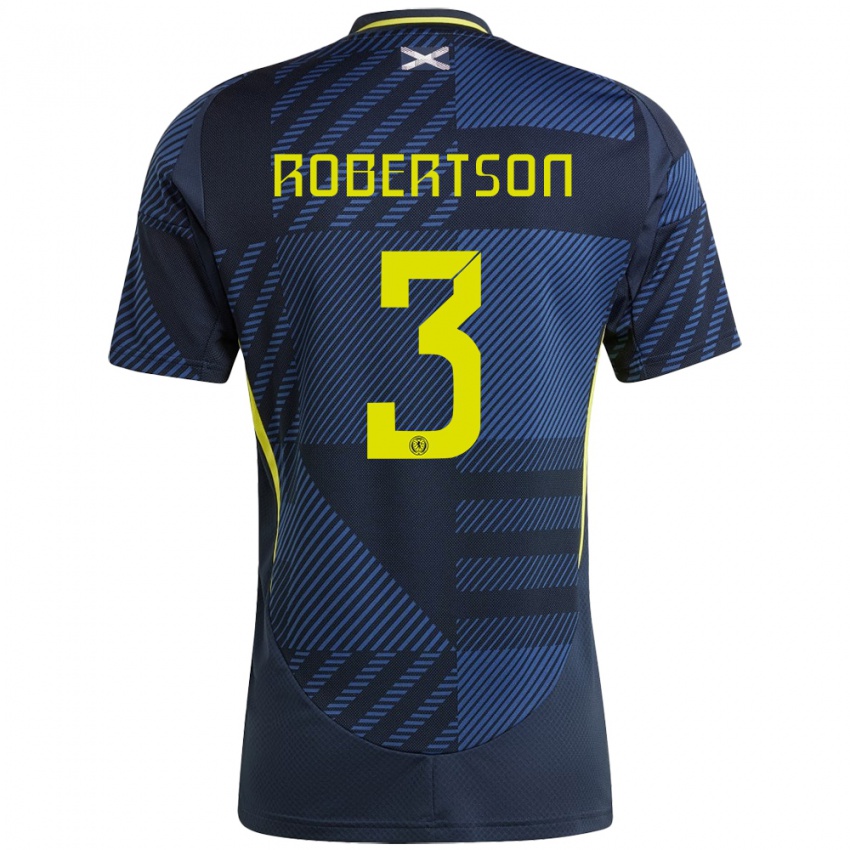 Homem Camisola Escócia Andrew Robertson #3 Azul Escuro Principal 24-26 Camisa Brasil