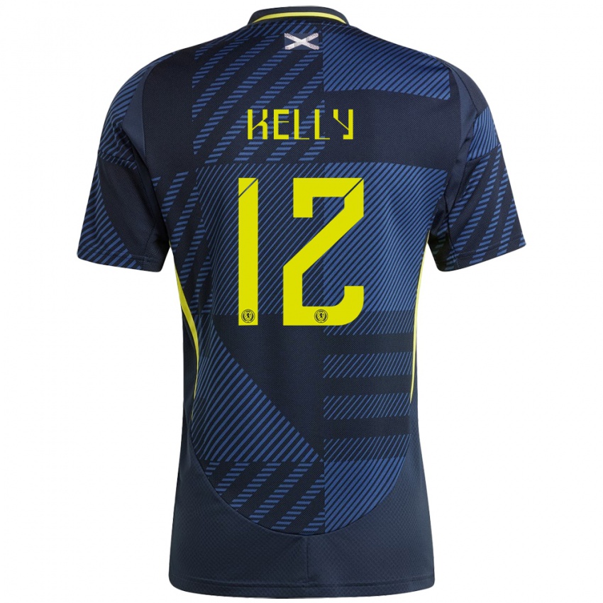 Homem Camisola Escócia Liam Kelly #12 Azul Escuro Principal 24-26 Camisa Brasil