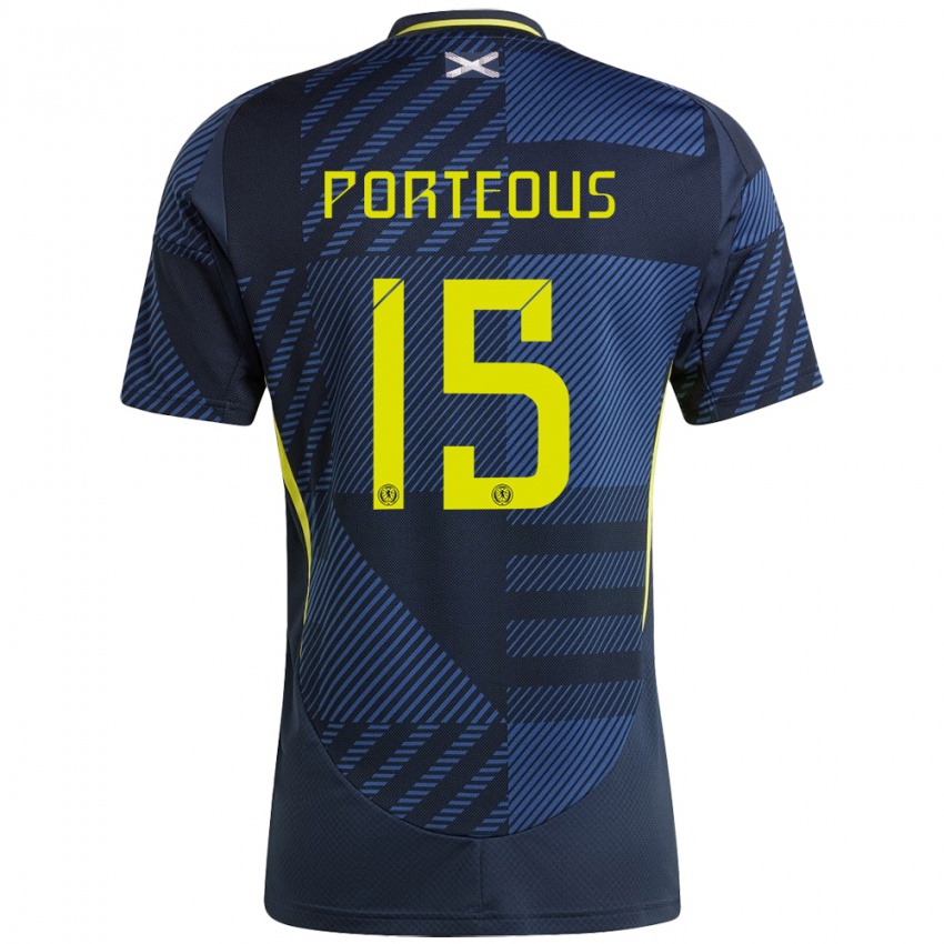 Homem Camisola Escócia Ryan Porteous #15 Azul Escuro Principal 24-26 Camisa Brasil