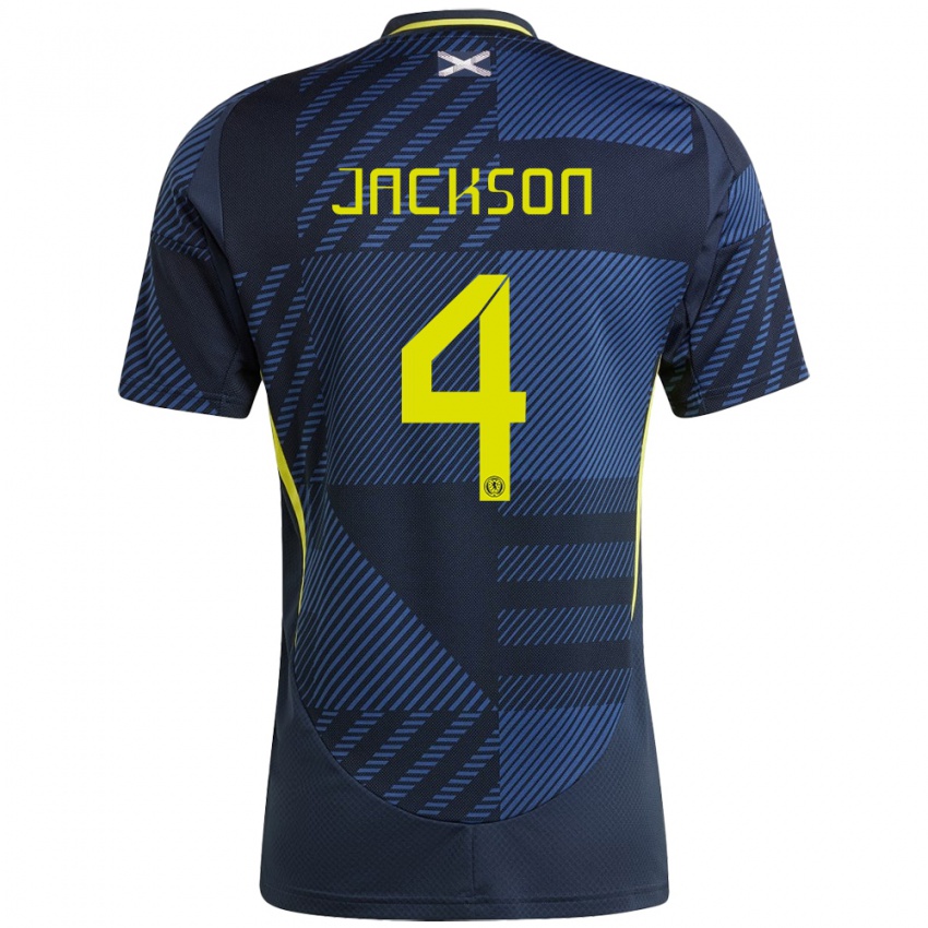 Homem Camisola Escócia Louis Jackson #4 Azul Escuro Principal 24-26 Camisa Brasil