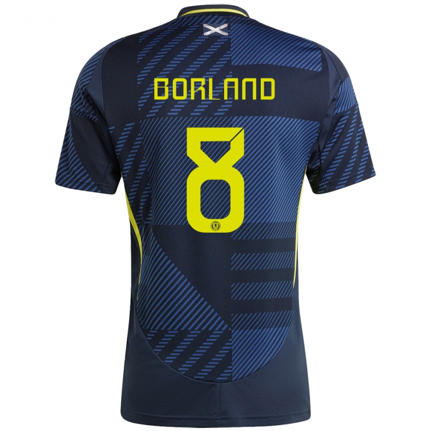 Homem Camisola Escócia Aidan Borland #8 Azul Escuro Principal 24-26 Camisa Brasil