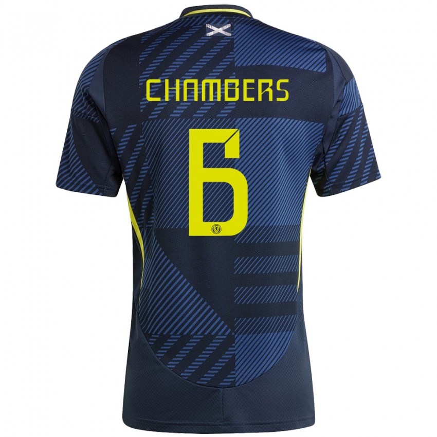 Homem Camisola Escócia Sam Chambers #6 Azul Escuro Principal 24-26 Camisa Brasil