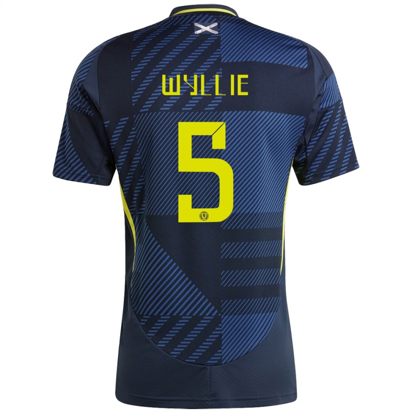 Homem Camisola Escócia Jack Wyllie #5 Azul Escuro Principal 24-26 Camisa Brasil