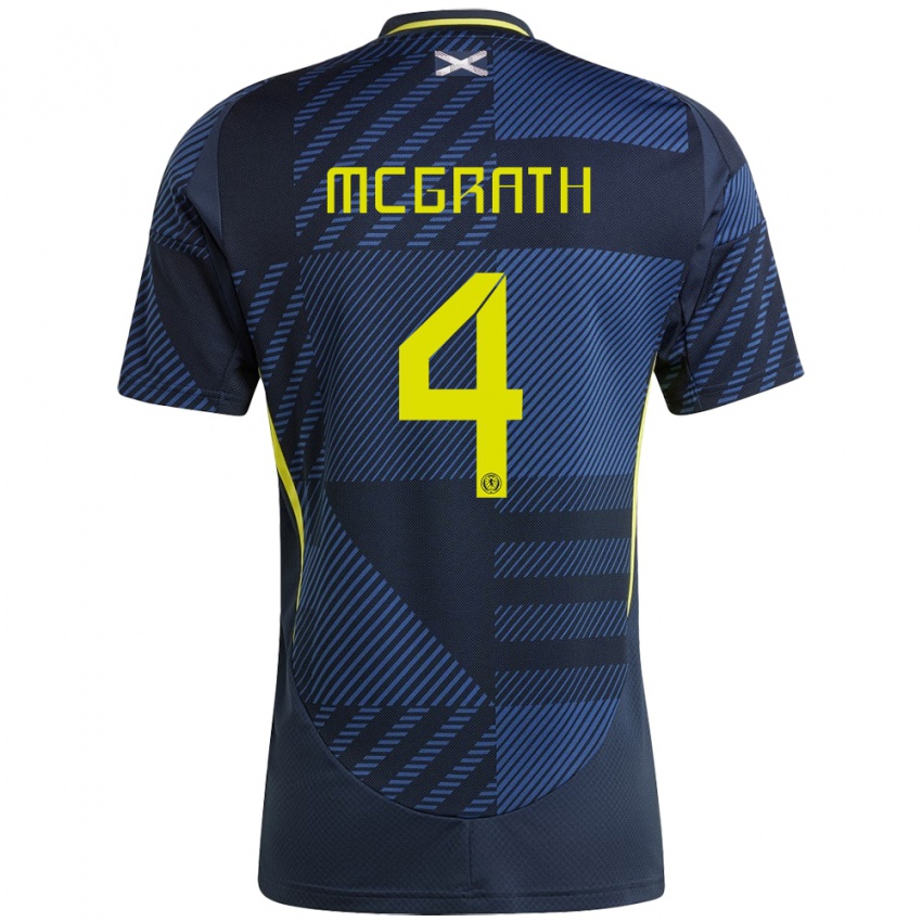 Homem Camisola Escócia Joseph Mcgrath #4 Azul Escuro Principal 24-26 Camisa Brasil