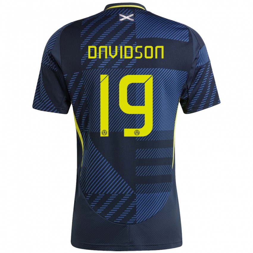 Homem Camisola Escócia Lauren Davidson #19 Azul Escuro Principal 24-26 Camisa Brasil