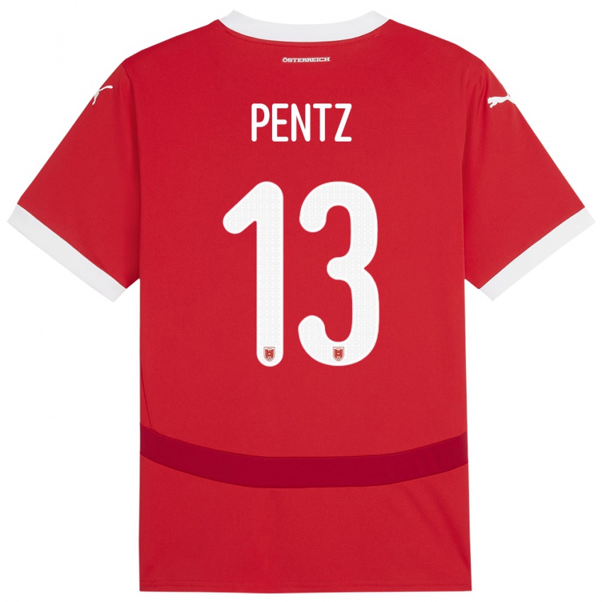 Homem Camisola Áustria Patrick Pentz #13 Vermelho Principal 24-26 Camisa Brasil