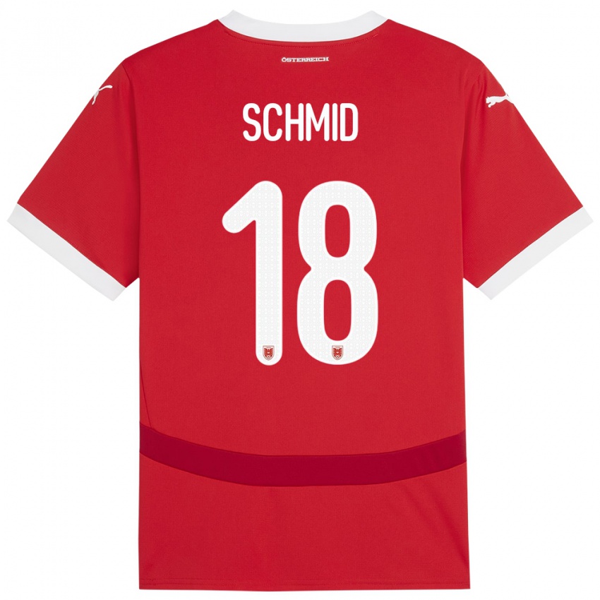Homem Camisola Áustria Romano Schmid #18 Vermelho Principal 24-26 Camisa Brasil