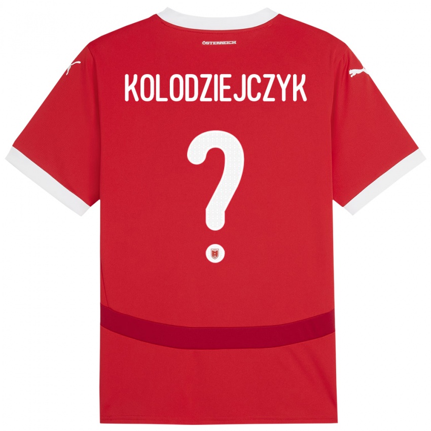 Homem Camisola Áustria Marek Kolodziejczyk #0 Vermelho Principal 24-26 Camisa Brasil