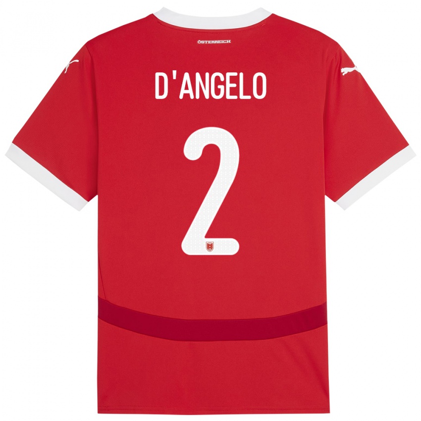 Homem Camisola Áustria Chiara D’angelo #2 Vermelho Principal 24-26 Camisa Brasil