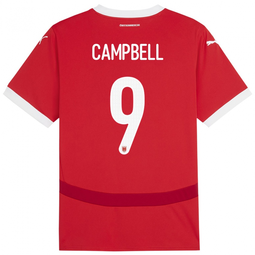 Homem Camisola Áustria Eileen Campbell #9 Vermelho Principal 24-26 Camisa Brasil