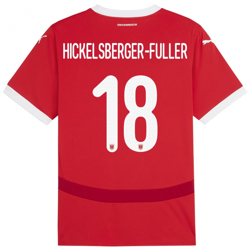 Homem Camisola Áustria Julia Hickelsberger-Füller #18 Vermelho Principal 24-26 Camisa Brasil