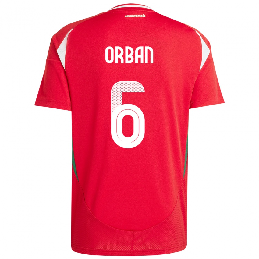 Homem Camisola Hungria Willi Orbán #6 Vermelho Principal 24-26 Camisa Brasil