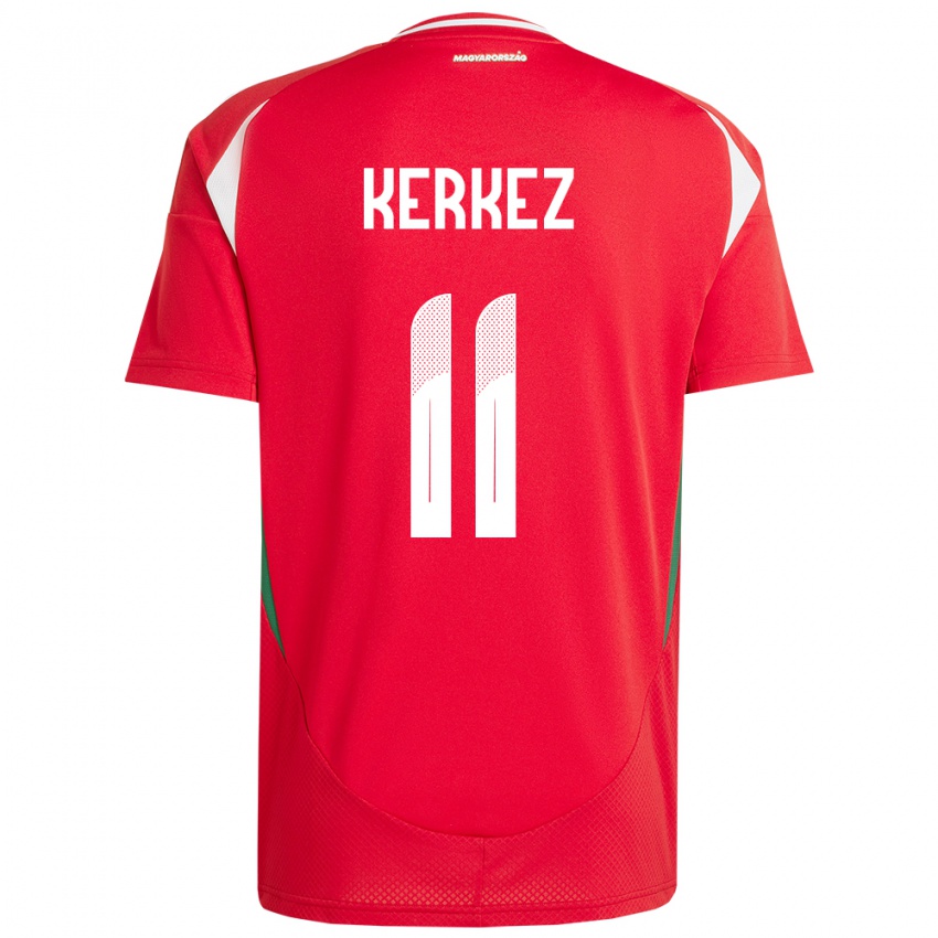 Homem Camisola Hungria Milos Kerkez #11 Vermelho Principal 24-26 Camisa Brasil