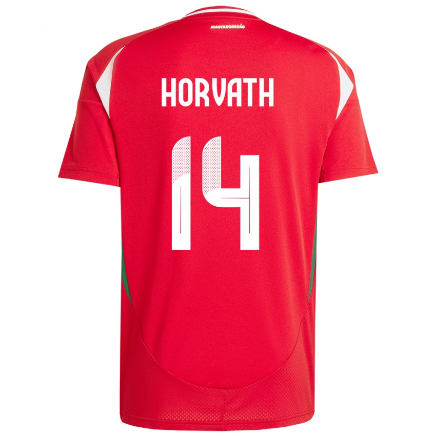 Homem Camisola Hungria Artúr Horváth #14 Vermelho Principal 24-26 Camisa Brasil